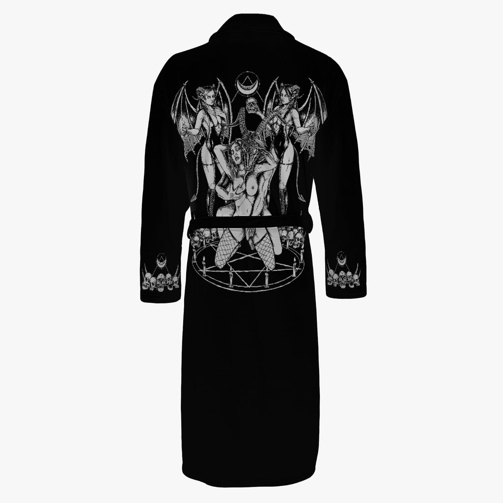 Skull Baphomet Erotic Revel In Freedom And Realize It Throne Men’s Loose-fitting Bathrobe