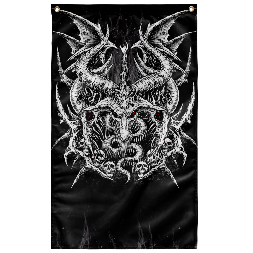 Skull Satanic Goat Demon Wing Wall Flag