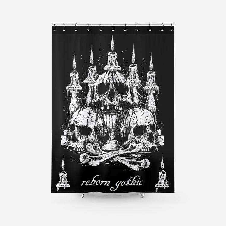 Skull Satanic Goth Altar Textured Fabric Shower Curtain