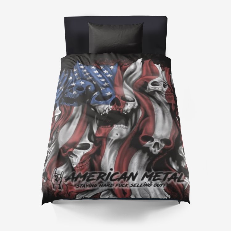 American Skull Flag Heavy metal Music Thrash Metal 3 Piece Duvet Set