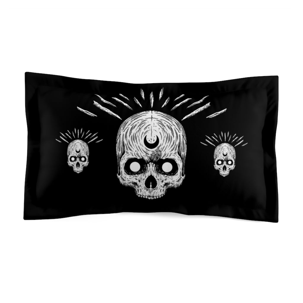 Skull Gothic Cat Microfiber Pillow Sham Fits Comforters Black And White Version