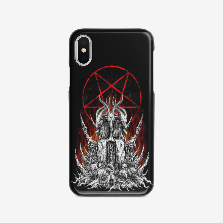 Skull Skeleton Satanic Goat Satanic Pentagram Flame iPhone Case