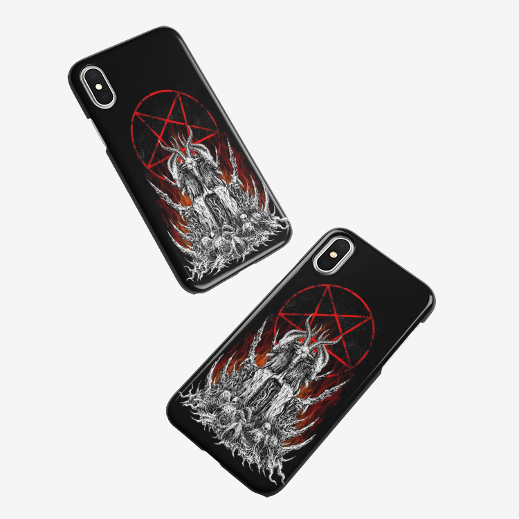 Skull Skeleton Satanic Goat Satanic Pentagram Flame iPhone Case