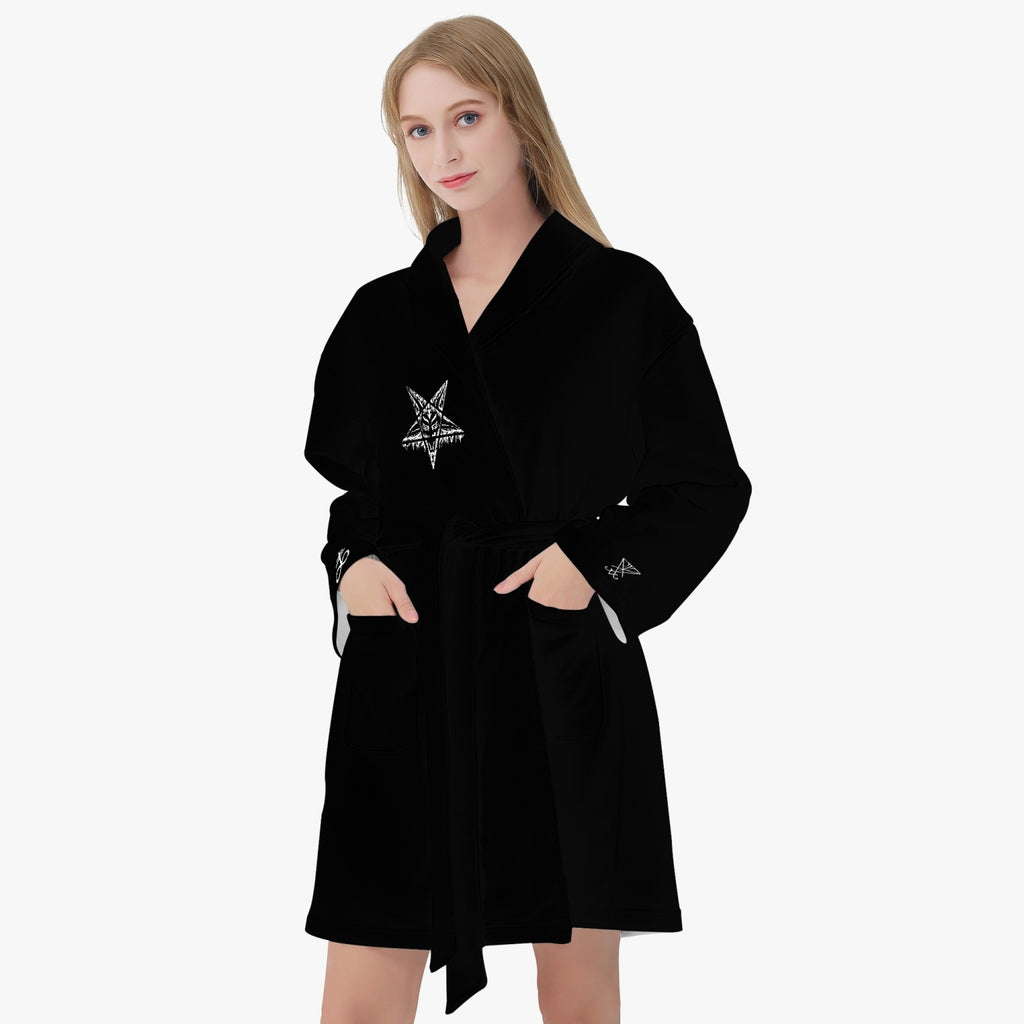 Satanic Pentagram Drip Women's Loose-fitting Bathrobe Lucifer Version