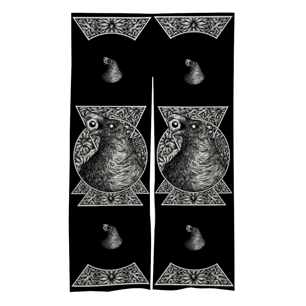 Occult Raven, Crow Eye  Door Curtain Black And White Version