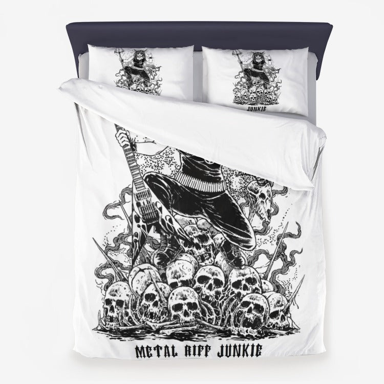 Skull Pentagram guitar Heavy Metal Black Metal Thrash Metal Death Metal Riff Junkie Guitar Decor 3 Piece Duvet Set