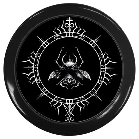 Skull Goth Satanic Fly Wall Clock (Black)