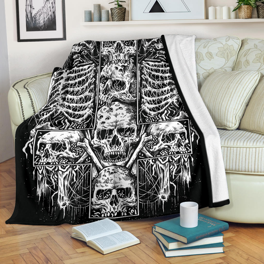 Satanic Skull Inverted Cross Blanket