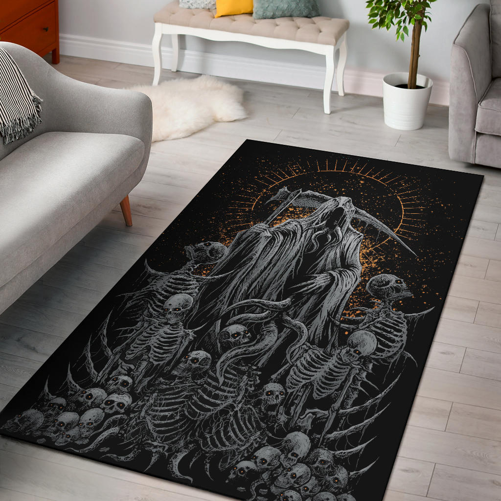 Skull Reaper Claw Demon Area Rug Awesome Silver Dark