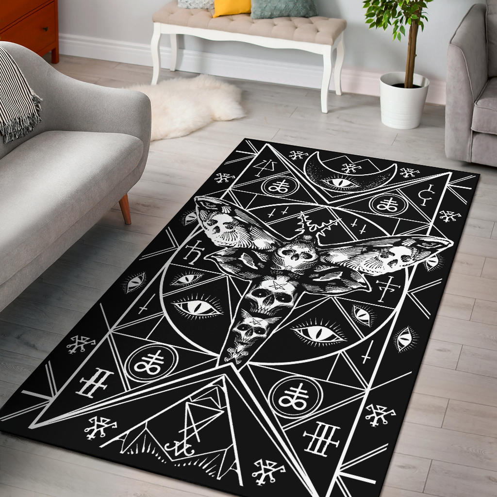 Skull Occult Moth Leviathan Bizarre Area Rug