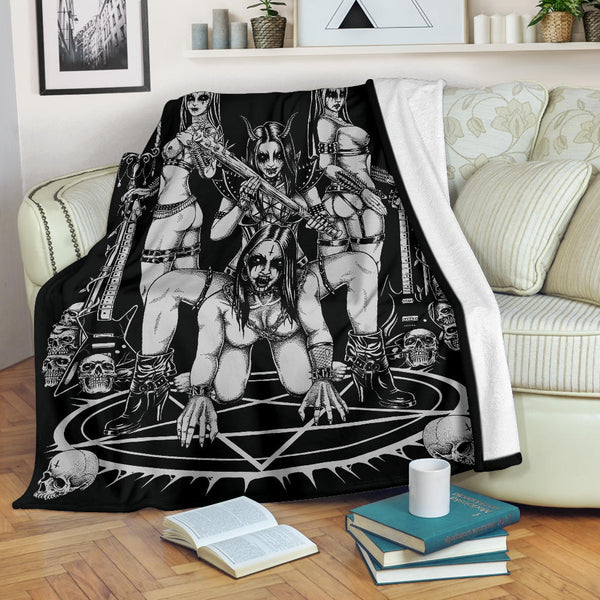 Skull Satanic Pentagram Ultimate Black Metal Lover Demon Blanket Black ...