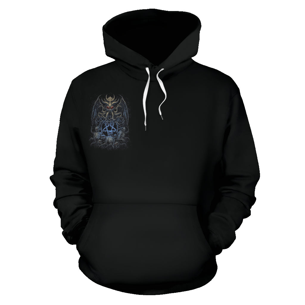 Skull Satanic Pentagram Demon Octopus Hoodie Night Blue