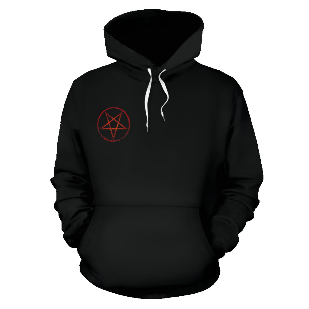 Skull Satanic Pentagram Flame Shrine Hoodie Original Color Version