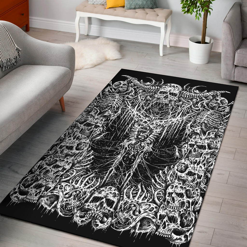 Skull Demon New Large Print  Headless Skeleton  Area Rug