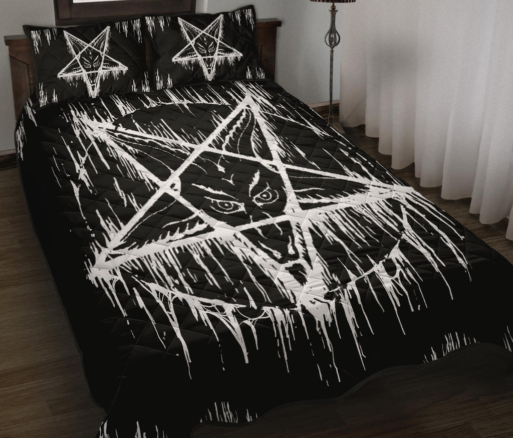 Satanic Pentagram Drip Quilt Large Print 3 piece Bed Set