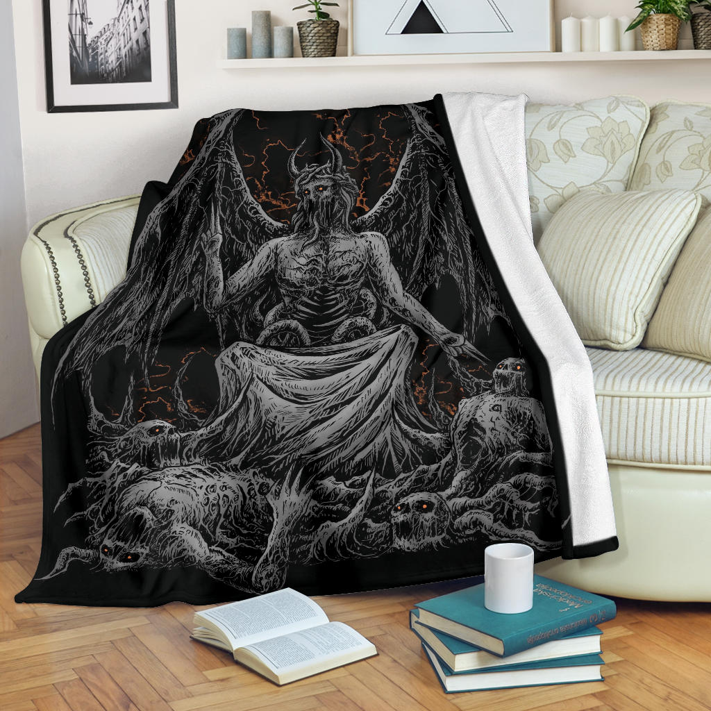 Skull Satanic Bat Wing Demon God Blanket Dark Version