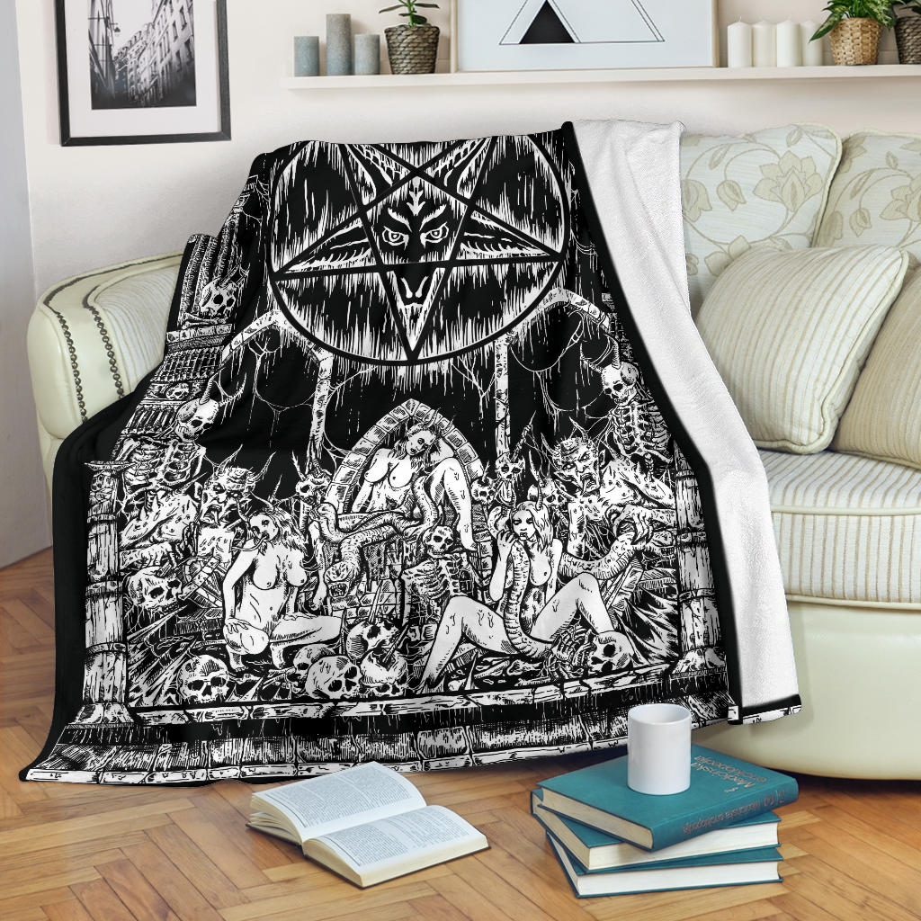 Skull Satanic Pentagram Demon Lust Shrine Blanket