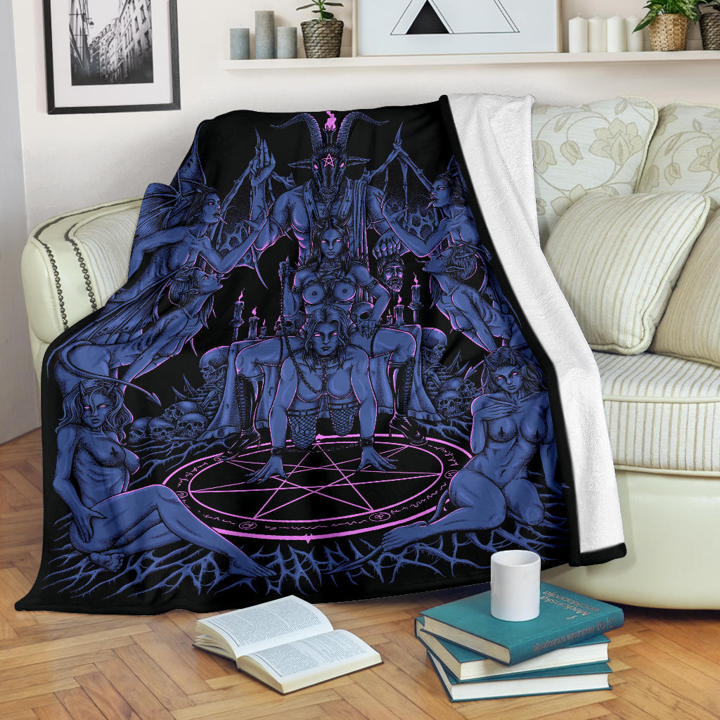 Skull Satanic Pentagram Bat wing Demon Baphomet Savior Head Flesh Party Blanket Sexy Blue Pink Express Shipping Version