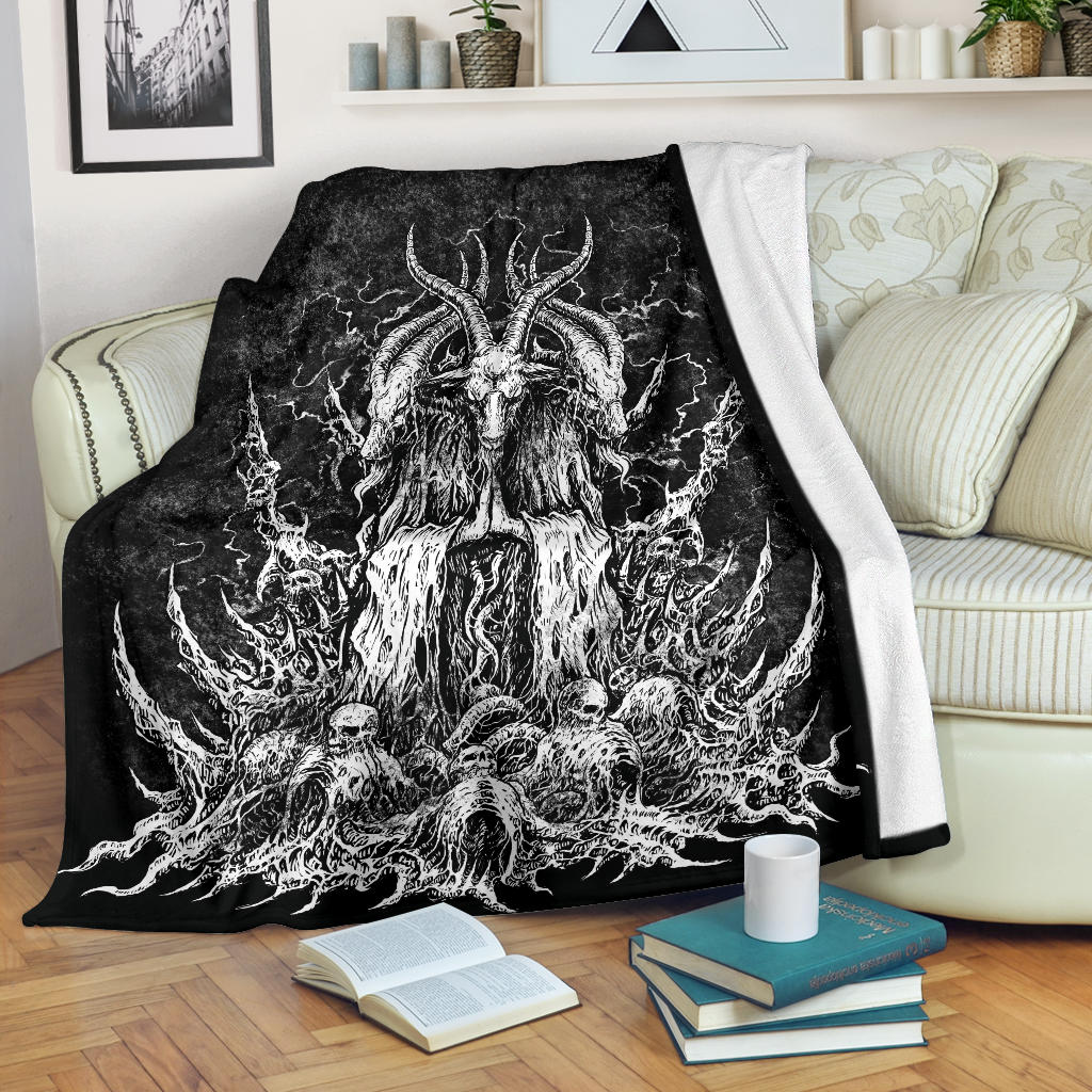 Skull Satanic Goat Blanket White Version