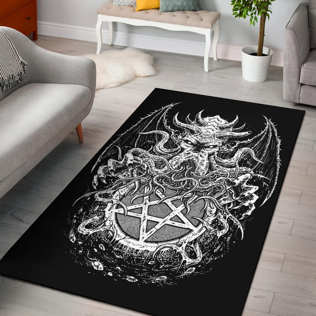 Inverted Pentagram Demon Octopus Area Rug