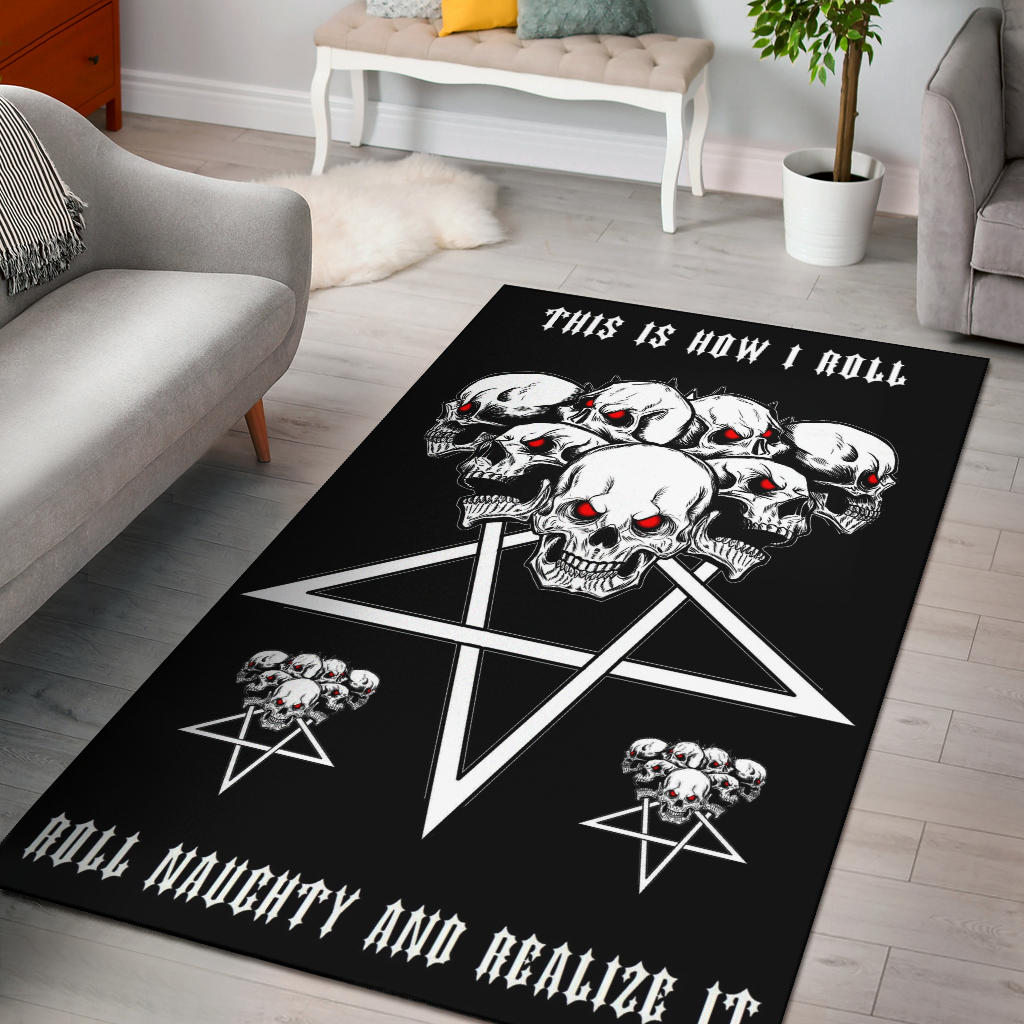 Satanic Skull Inverted Pentagram Area Rug