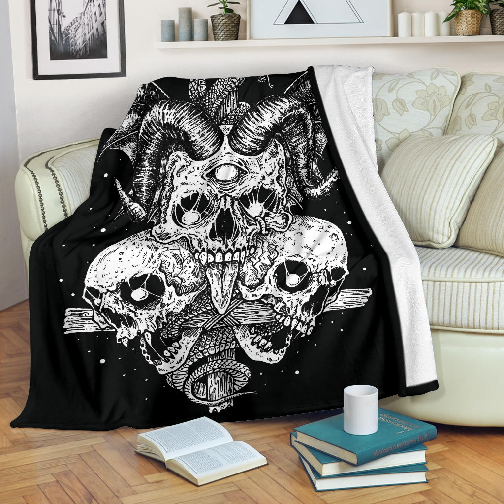 Skull Demon Serpent Cross Blanket