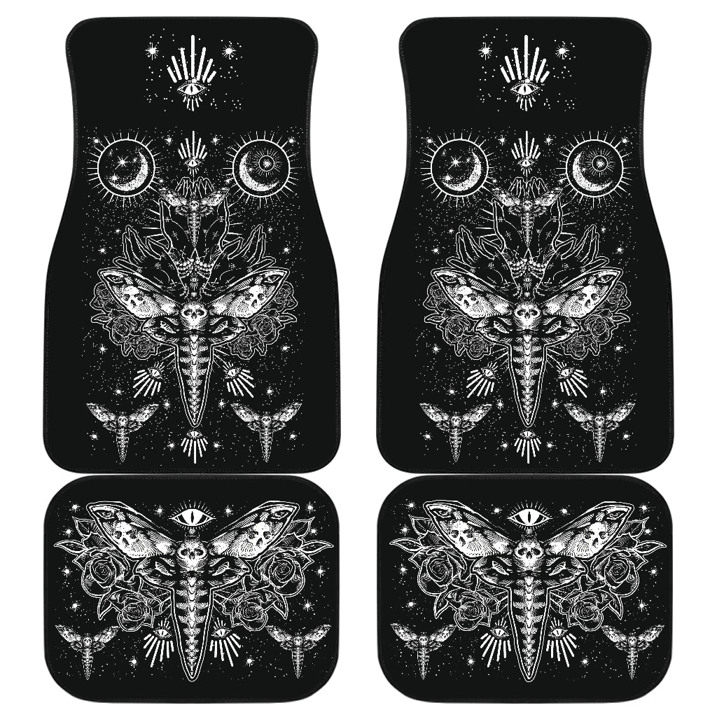 Skull Moth Secret Society Occult Style Front And Back Car Mats