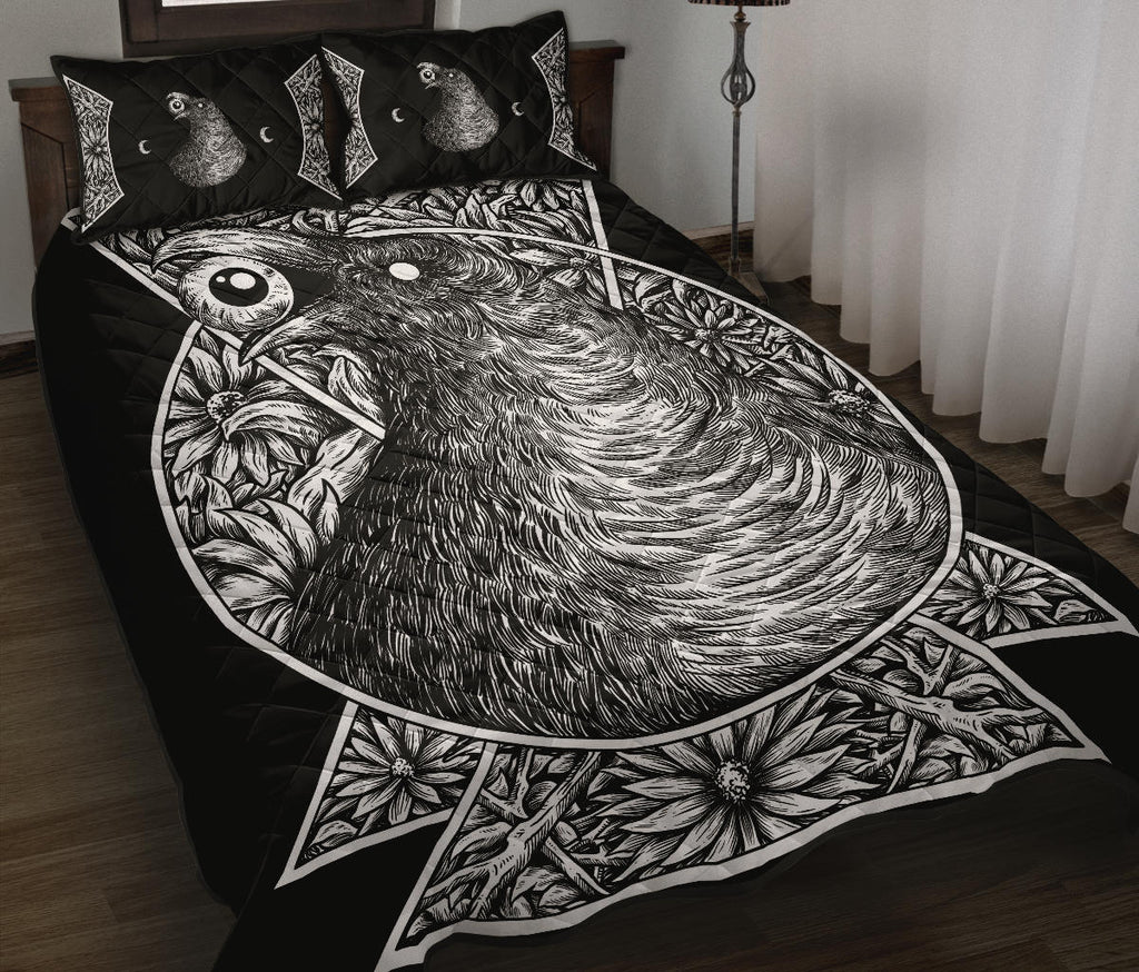 Gothic Quilt Black Crow Eye 3 Piece Bed Set