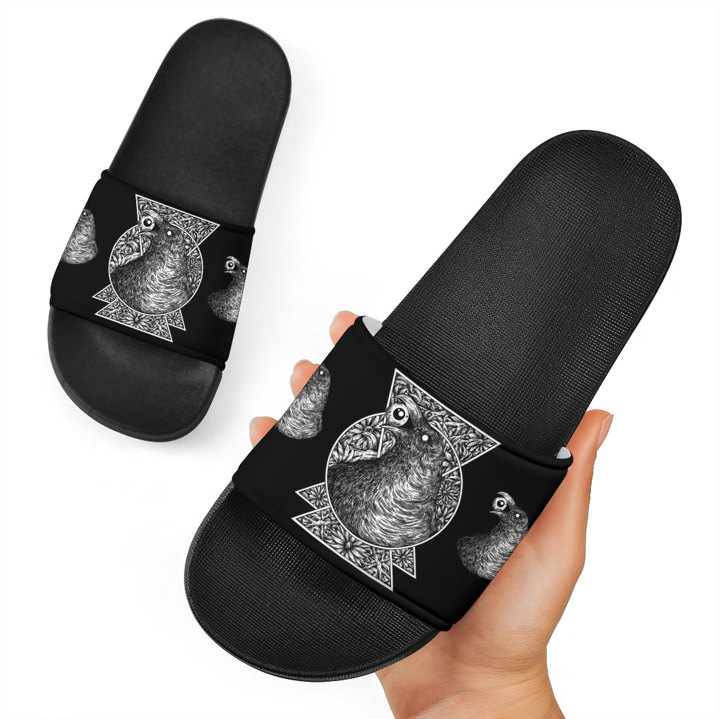 Gothic Occult Crow Eye Sandals Black And White