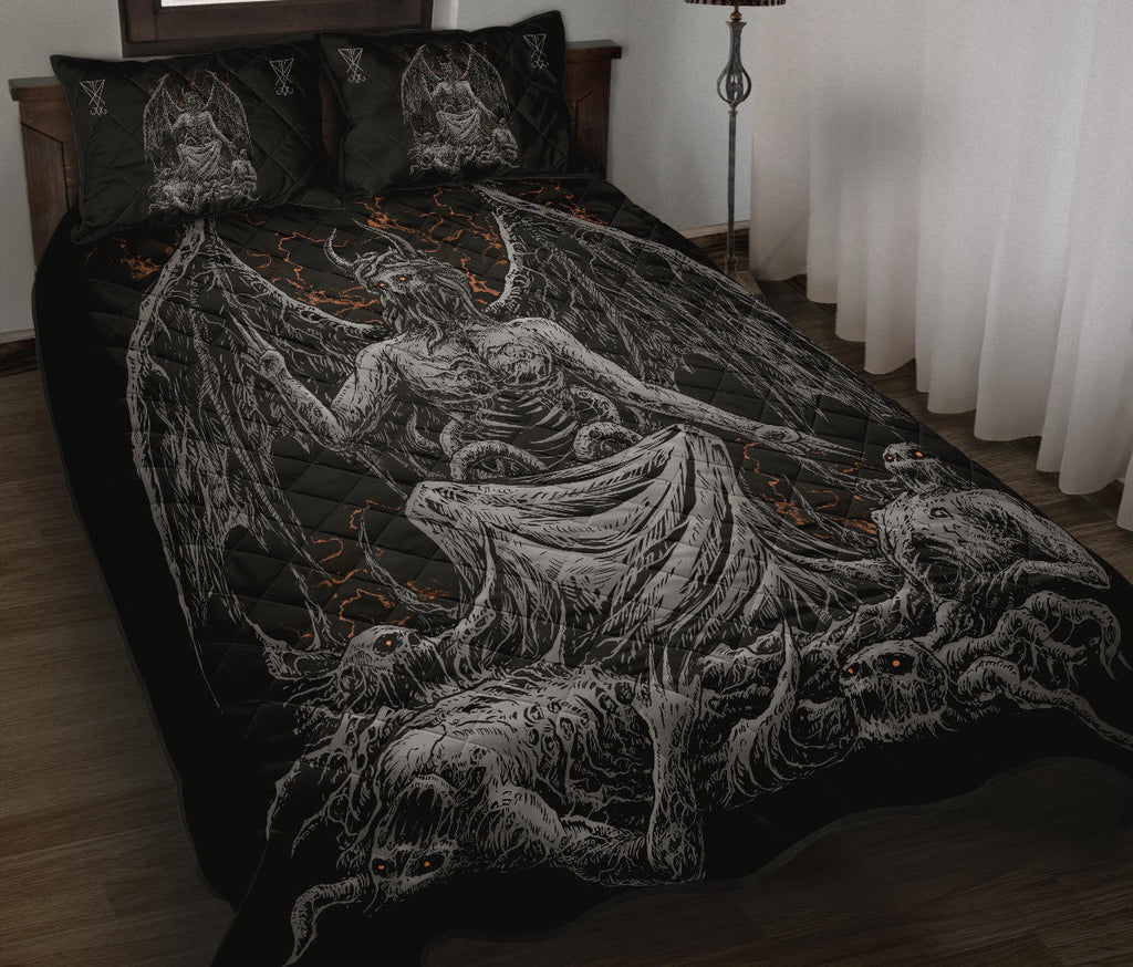 Skull Satanic Demon God Quilt 3 Piece Set Dark Version