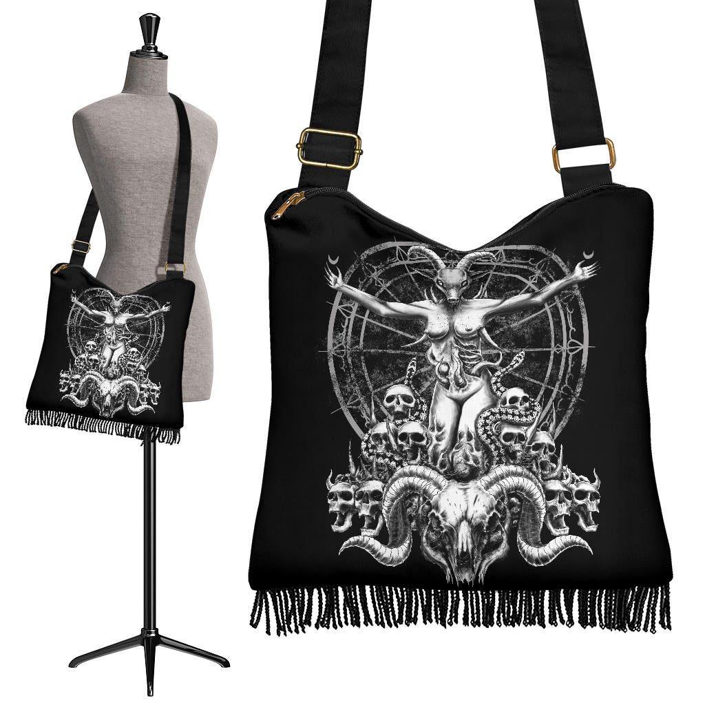 Satanic Skull Demon Goat Woman Shoulder Purse Bag