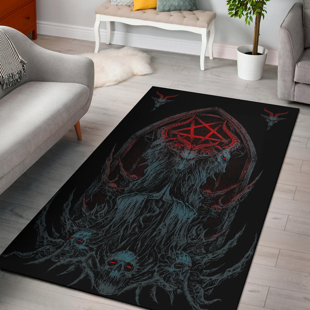 Skull Satanic Goat 2nd Prayer Color Version Area Rug