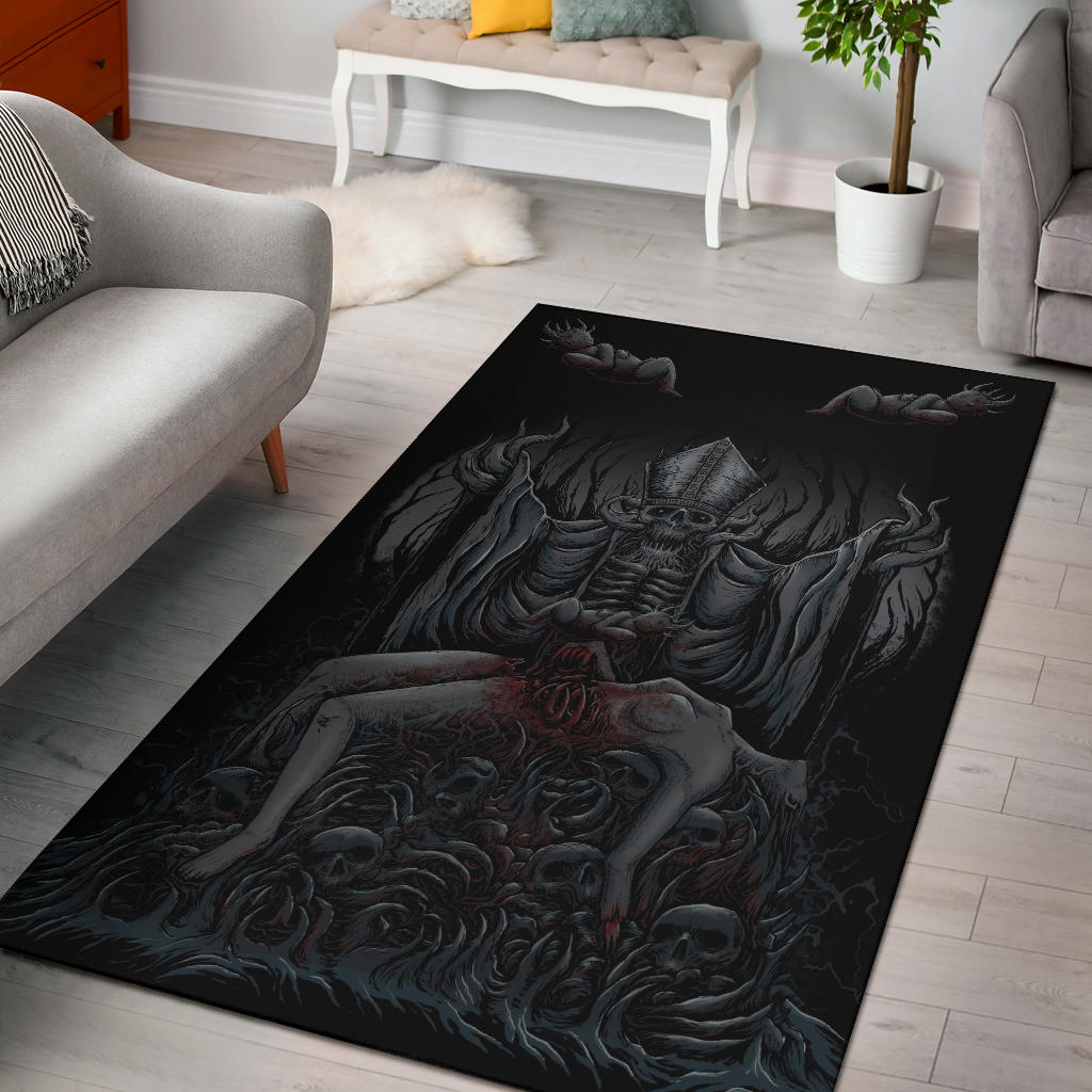 Skull Demon Priest Sacrifice Area Rug