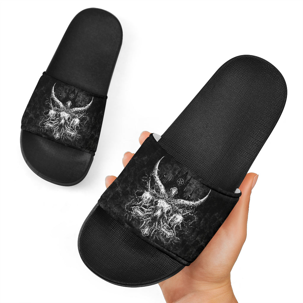 Skull Satanic Crowned Goat Satanic Cross Satanic Pentagram Night Church Sandals