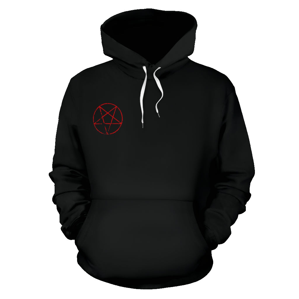Skull Satanic Goat Satanic Pentagram Delivered To The Pearly Gates Hoodie Color Version