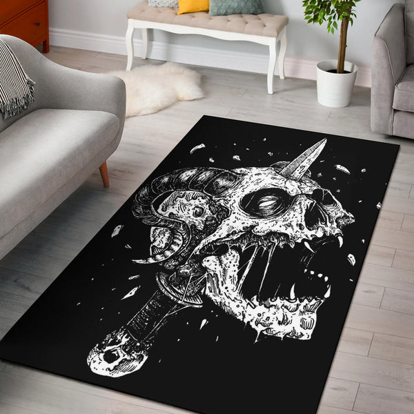 Exploding Demon Skull Dagger Area Rug – blended extreme