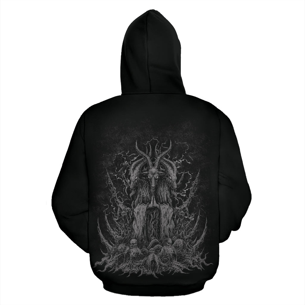 Skull Satanic Goat Hoodie Killer Silver White Eye