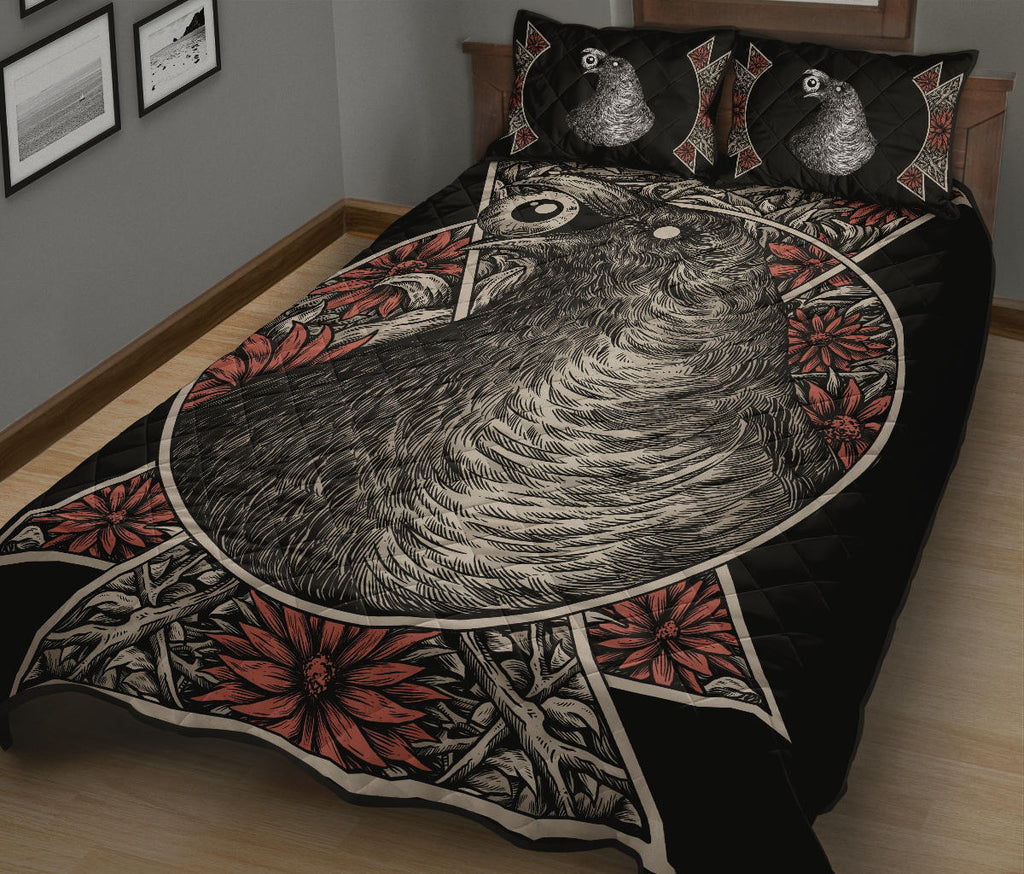 Gothic Quilt Black Crow Eye 3 Piece Bed Set Color Version