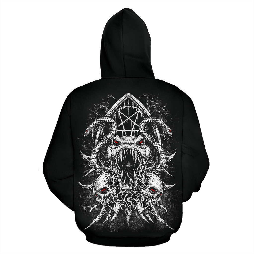 Skull Satanic Pentagram Serpent Shrine Hoodie