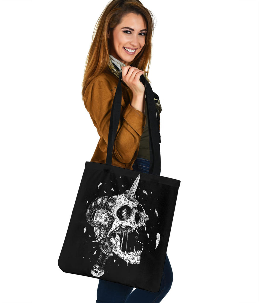 Demon Exploding Skull Dagger Large Tote Bag