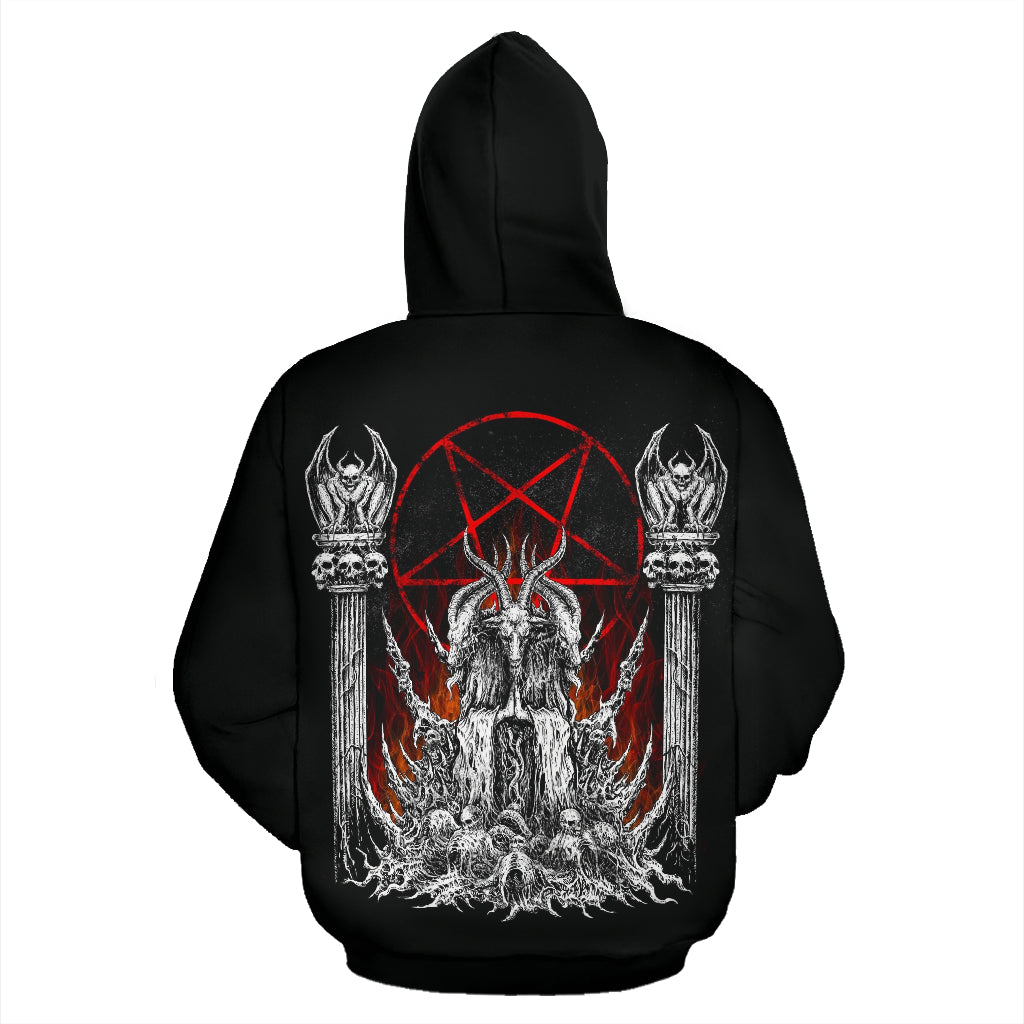 Skull Skeleton Satanic Goat Satanic Pentagram Flame Hoodie
