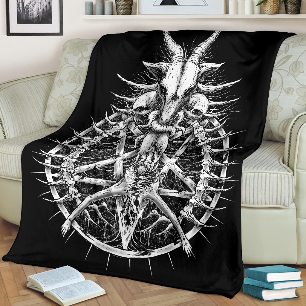 Skull Satanic Goat Thorn Inverted Pentagram Savior Illusion Blanket