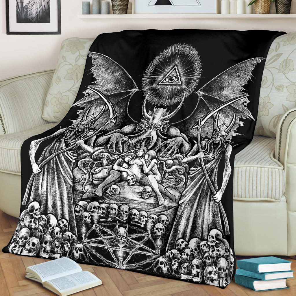 Skull Demon Satanic Candle Pentagram Demon Blanket