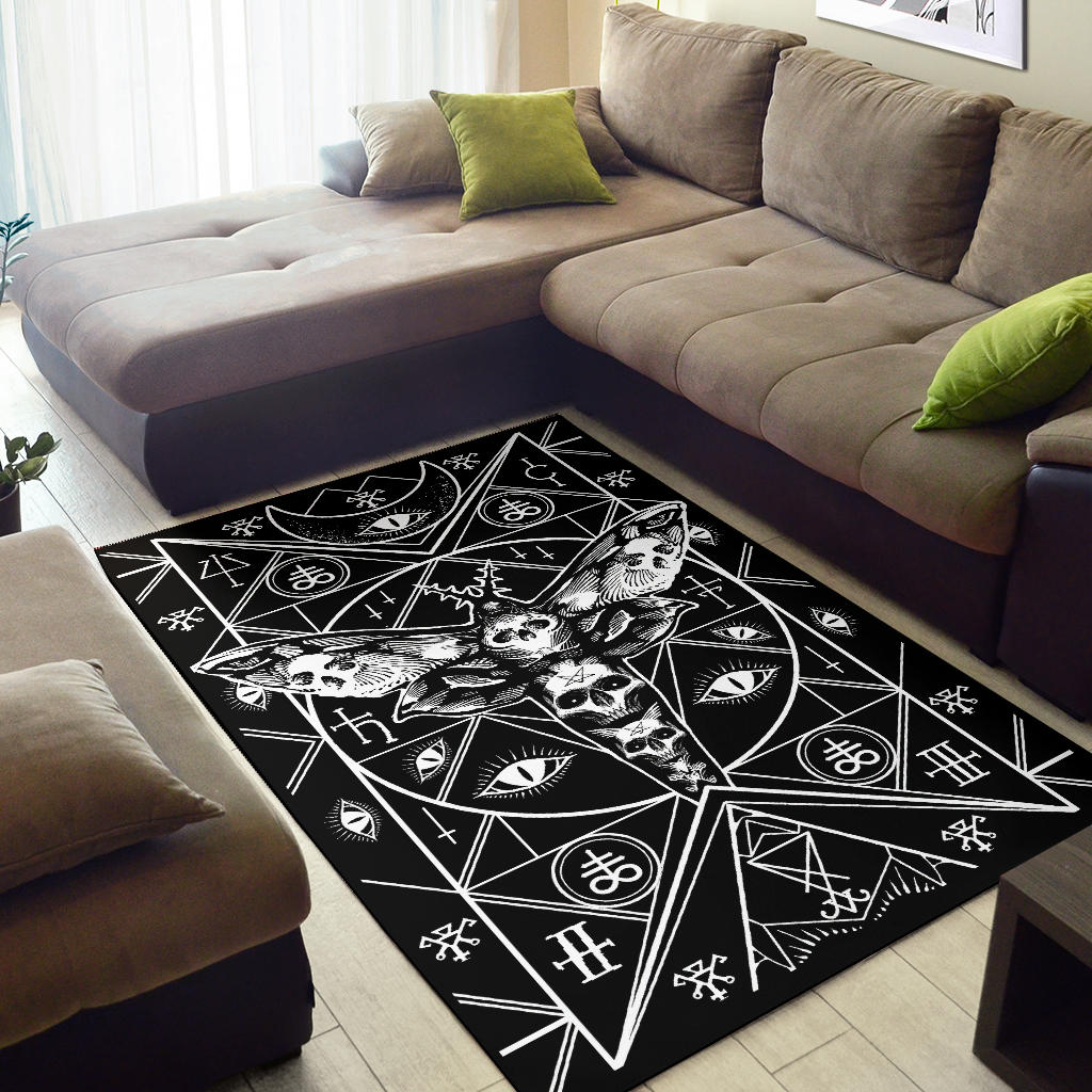 Skull Occult Moth Leviathan Bizarre Area Rug