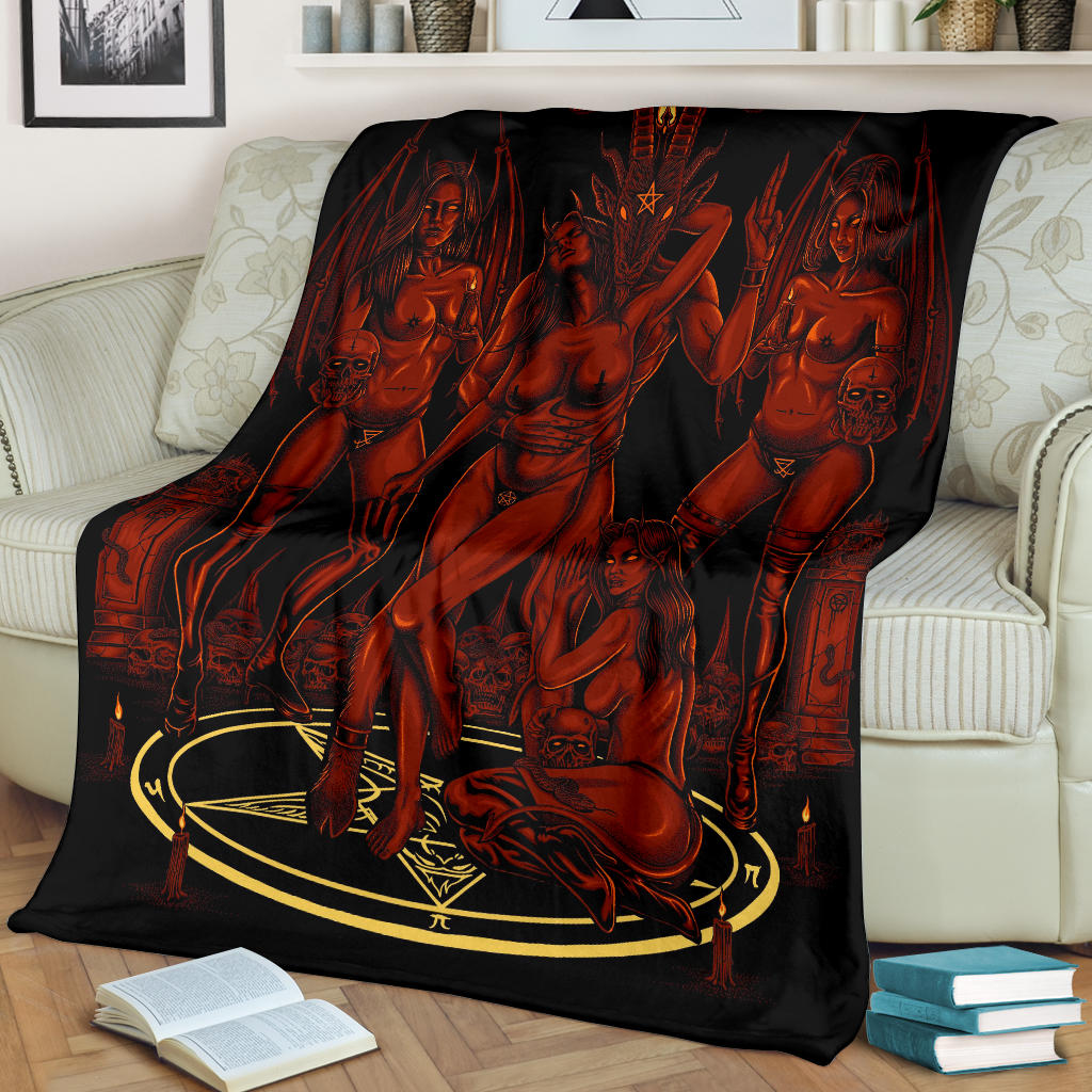 Skull Baphomet Erotic Revel In More Freedom And Realize It Throne Blanket Sexy Hellfire