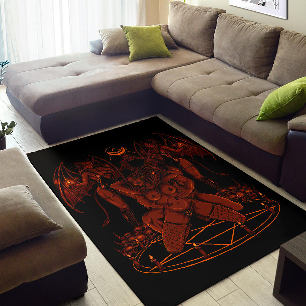 Skull Baphomet Erotic Revel In Freedom And Realize It Throne Area Rug Hellfire