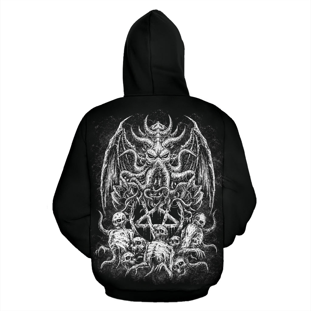 Skull Skeleton Satanic Pentagram Demon Octopus Hoodie