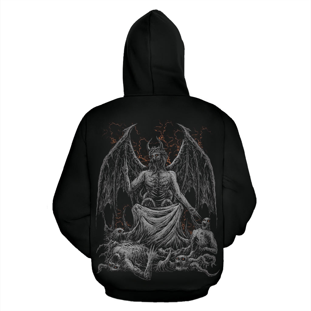Skull Satanic Bat Wing Demon God Hoodie Dark Version