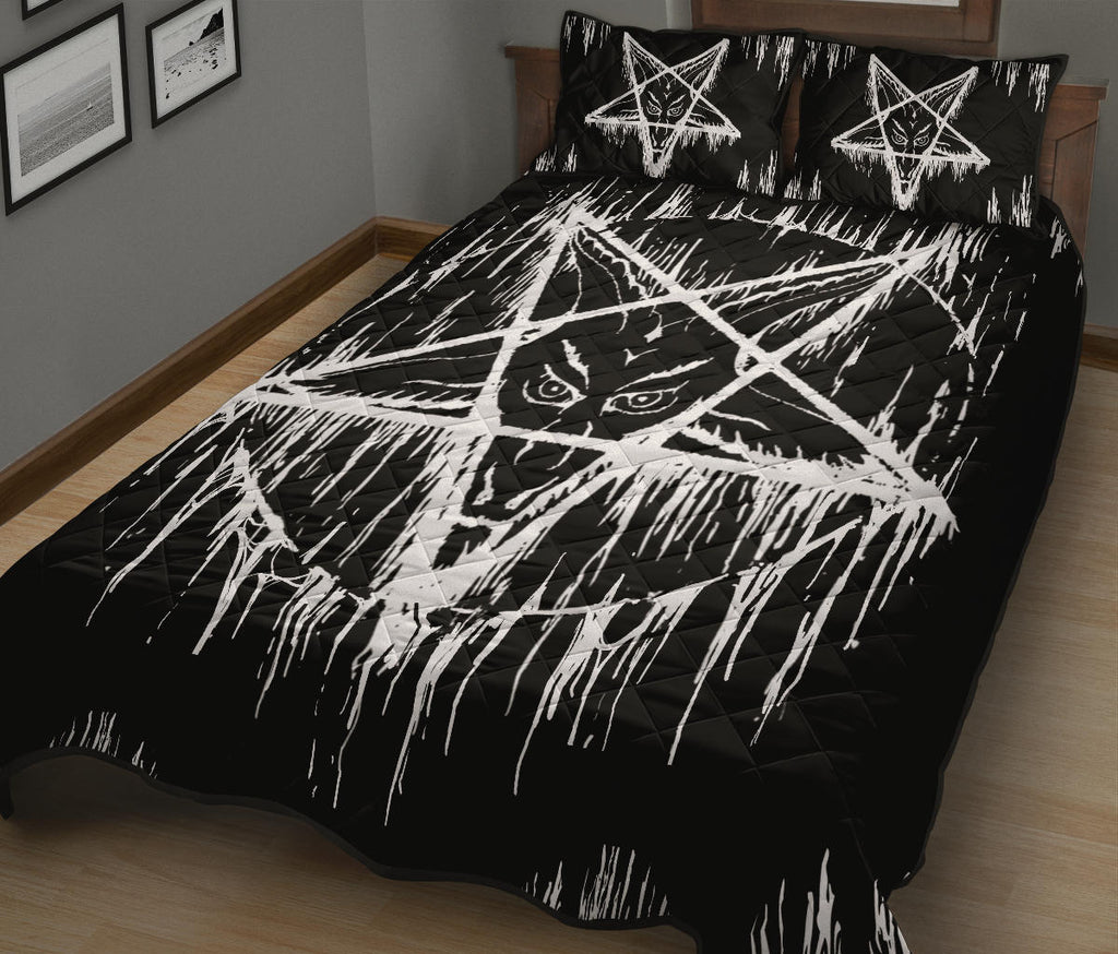 Satanic Pentagram Drip Quilt Large Print 3 piece Bed Set