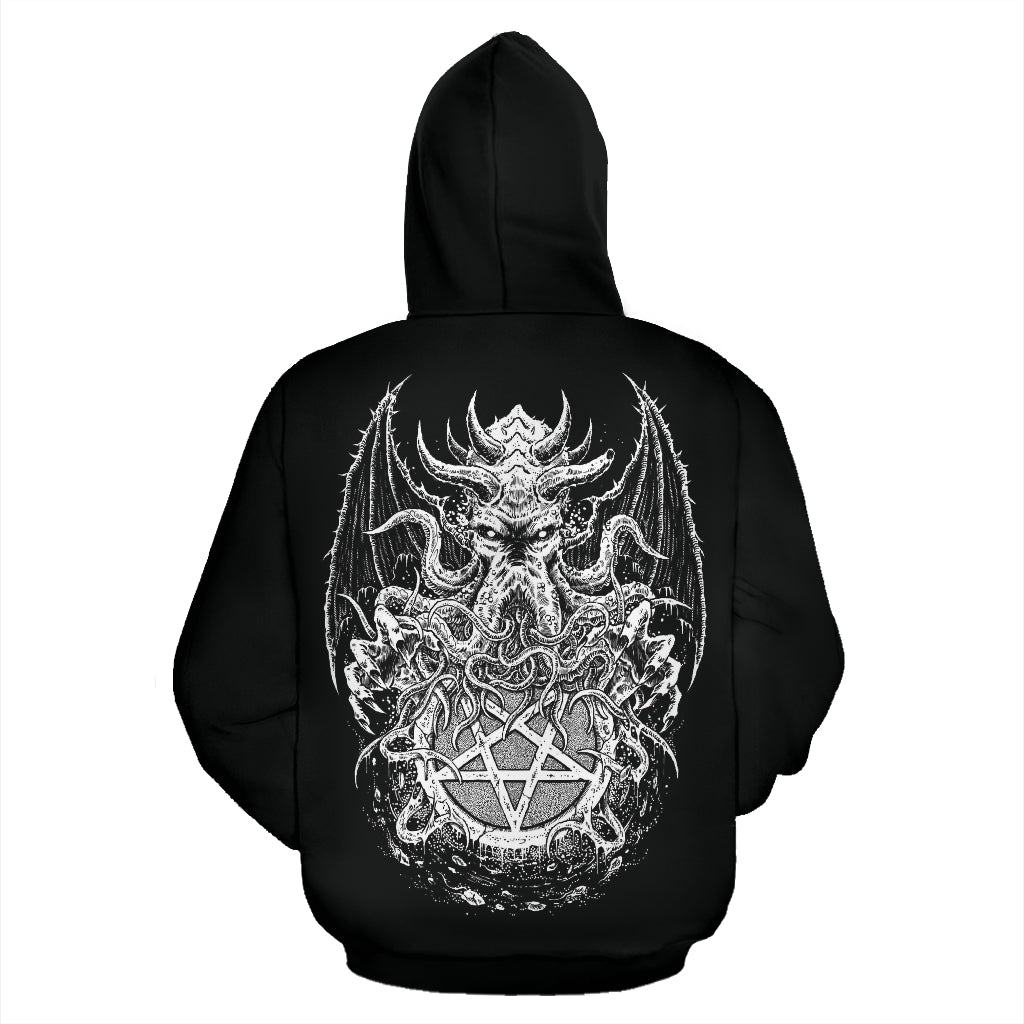 Skull Demon Octopus Satanic Pentagram Zip Up Hoodie